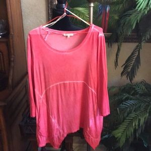 Comfy soft orange Democracy top with big pockets